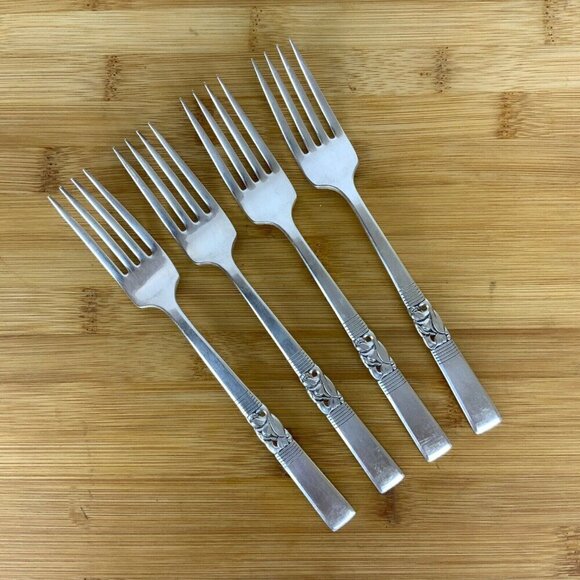 Vintage Oneida Community Morning Star 4 Dinner Forks Silverplate Flatware 1948 - Picture 1 of 4